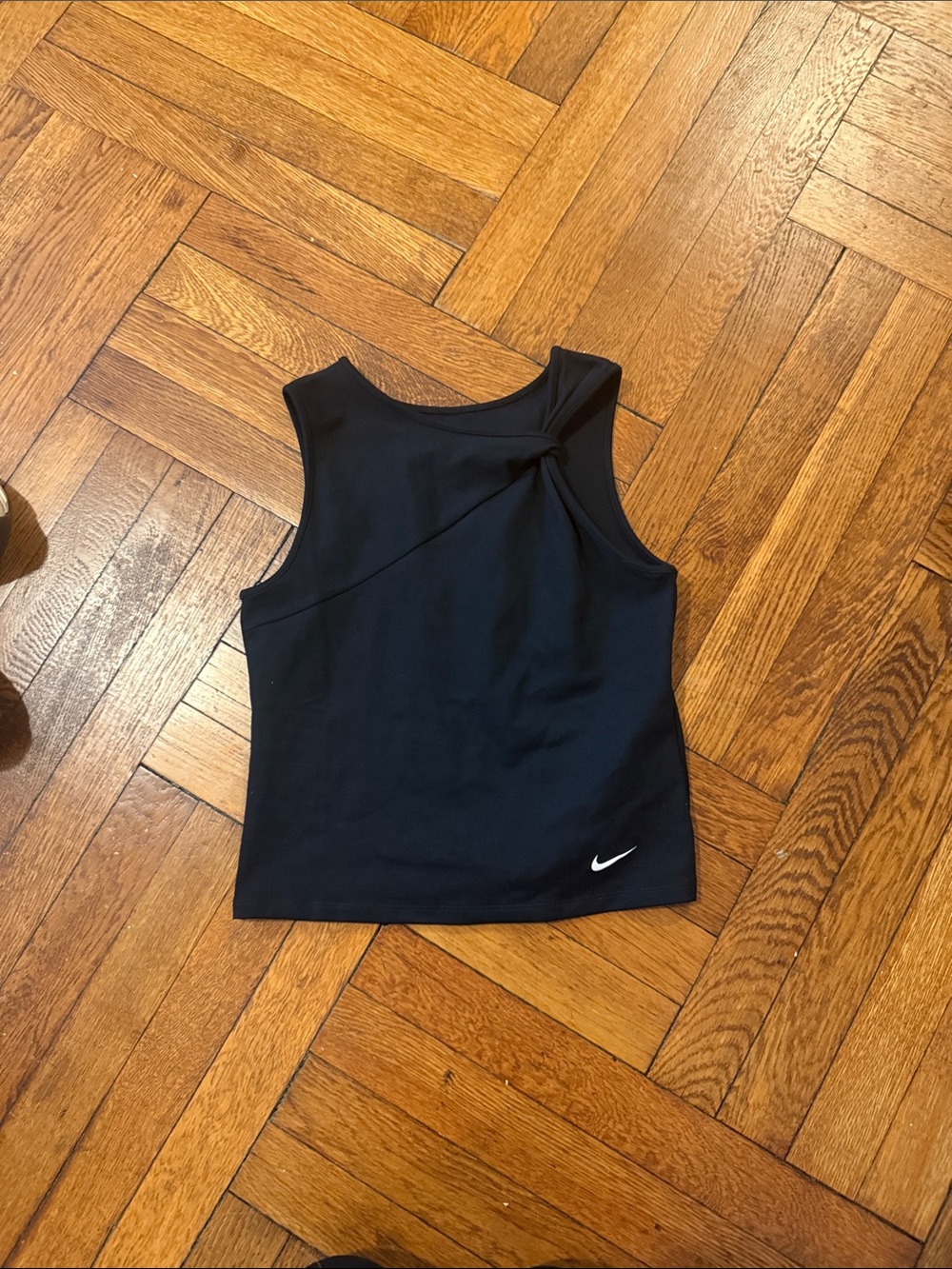 Nike Black Women's Knot-Shoulder Athletic Tank